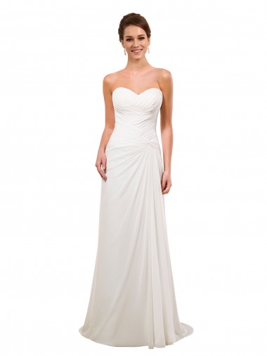 Soft Chiffon Sweetheart Chapel Train Sleeveless Wedding Gowns Southampton