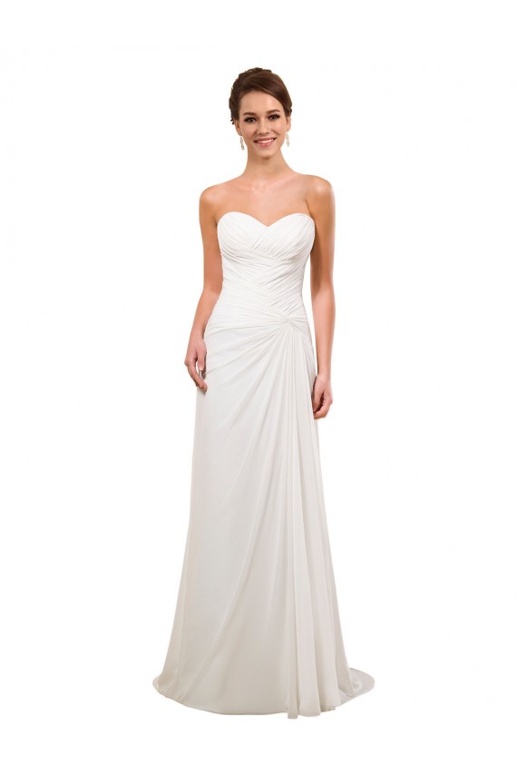Soft Chiffon Sweetheart Chapel Train Sleeveless Wedding Gowns Southampton