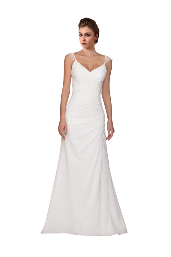 Soft Chiffon V-Neck Chapel Train Sleeveless Wedding Dress Southampton