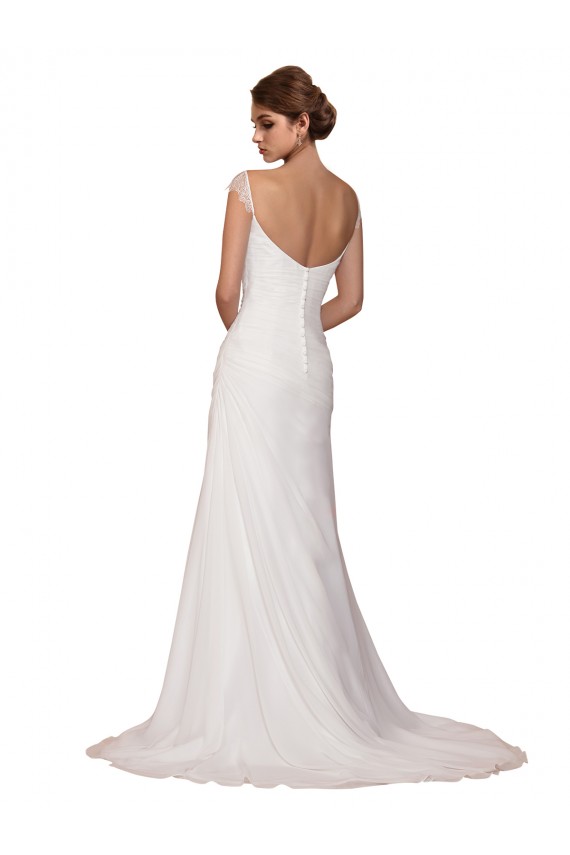 Soft Chiffon V-Neck Chapel Train Sleeveless Wedding Dress Southampton