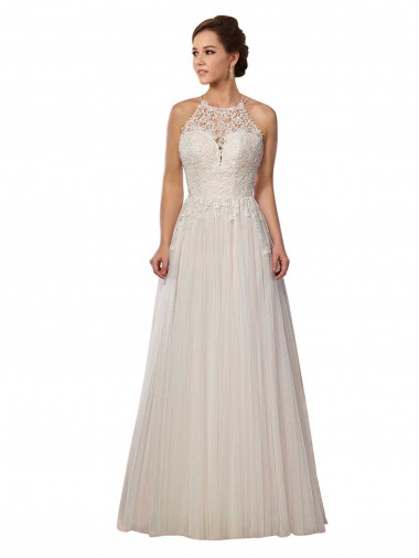 Tulle Illusion Neck Sweep Train Sleeveless Wedding Dress Southampton