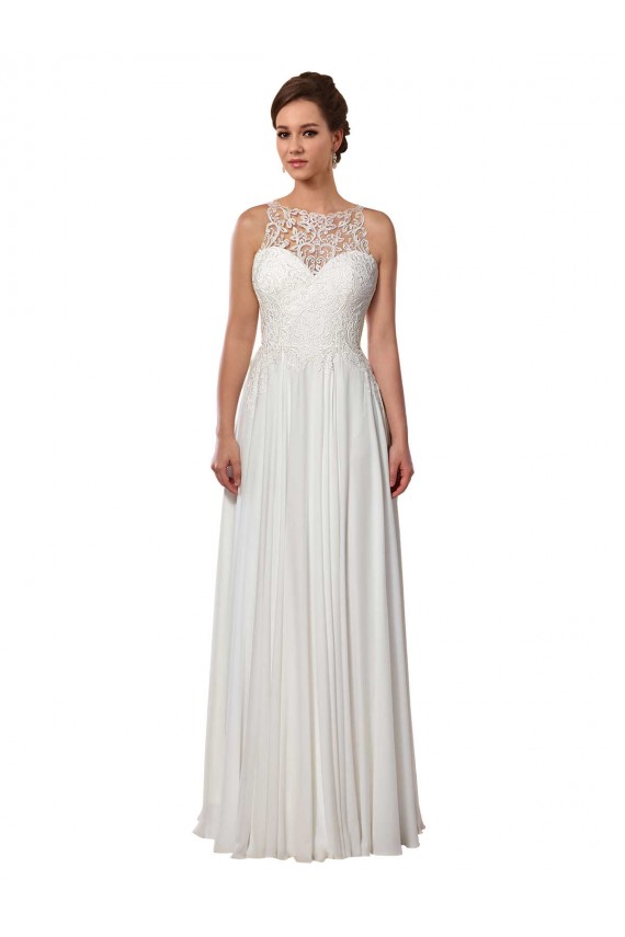 Soft Chiffon Illusion Neck Sweep Train Sleeveless Boho Wedding Dress Southampton