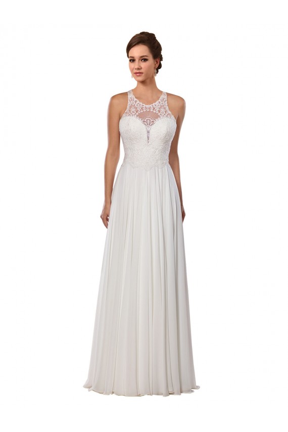 Soft Chiffon Illusion Neck Chapel Train Sleeveless Wedding Dress Southampton