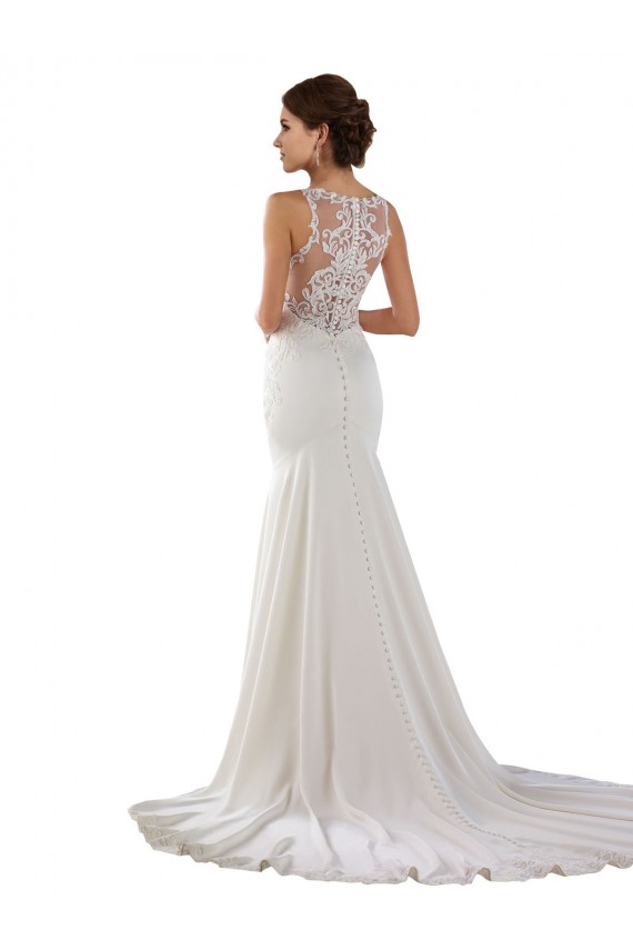 Lace & Stretch Crepe Sweetheart Sweep Train Sleeveless Modern Wedding Dress Southampton