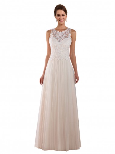 Tulle & Lace High Neck Chapel Train Sleeveless Boho Wedding Dress Southampton
