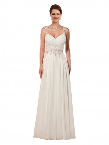 Keyhole Back Soft Chiffon Sweetheart Chapel Train Sleeveless Wedding Dress Southampton