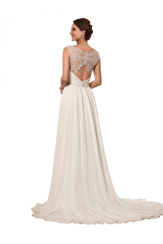 Keyhole Back Soft Chiffon Sweetheart Chapel Train Sleeveless Wedding Dress Southampton