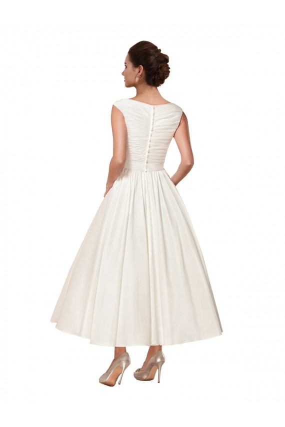 Satin V-Neck Ankle Length Sleeveless Wedding Dress Southampton