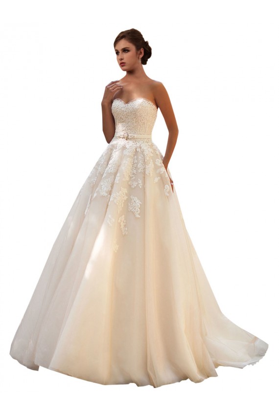 Ball Gown Tulle & Lace Sweetheart Chapel Train Sleeveless Wedding Dress Southampton