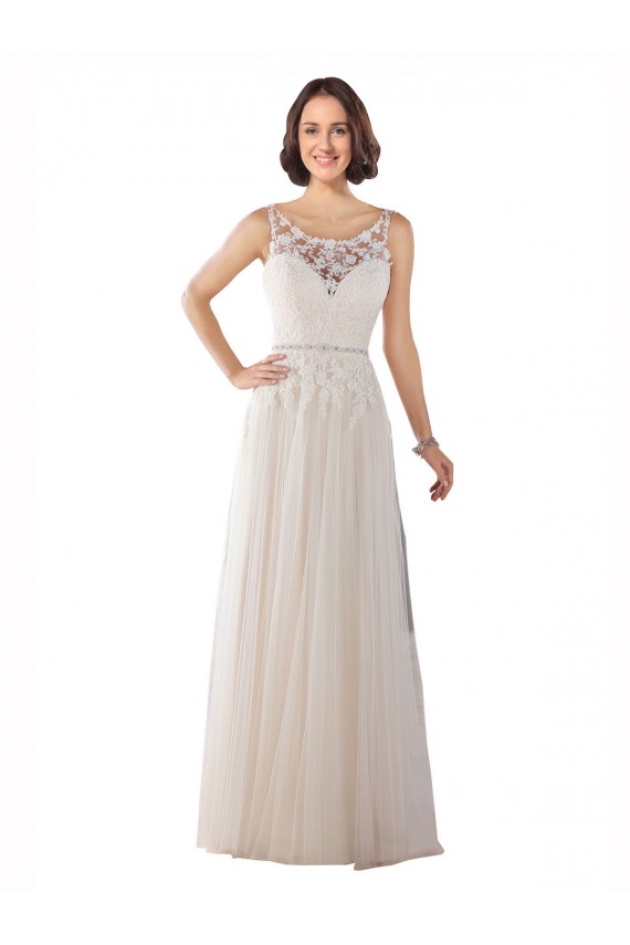 Tulle Illusion Neck Sweep Train Sleeveless Boho Wedding Dress Southampton