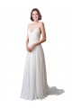 Soft Chiffon & Lace Spaghetti Straps Chapel Train Sleeveless Beach Wedding Dress Southampton
