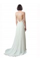 Soft Chiffon & Lace Spaghetti Straps Chapel Train Sleeveless Beach Wedding Dress Southampton