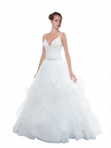 Tulle Spaghetti Straps Chapel Train Sleeveless Beach Wedding Dress Southampton