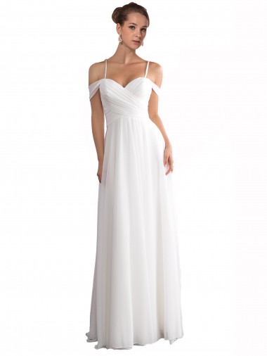 Soft Chiffon Off the Shoulder Sweep Train Sleeveless Beach Wedding Dress Southampton