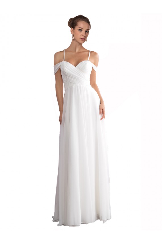 Soft Chiffon Off the Shoulder Sweep Train Sleeveless Beach Wedding Dress Southampton