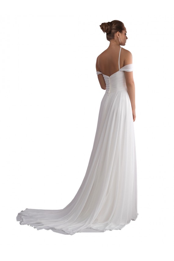 Soft Chiffon Off the Shoulder Sweep Train Sleeveless Beach Wedding Dress Southampton