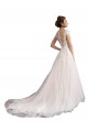 Tulle & Lace Illusion Neck Cathedral Train Cap Sleeves Beach Wedding Dress Southampton