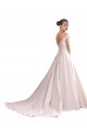 V-Back Satin Off the Shoulder Chapel Train Sleeveless Wedding Dresses Southampton