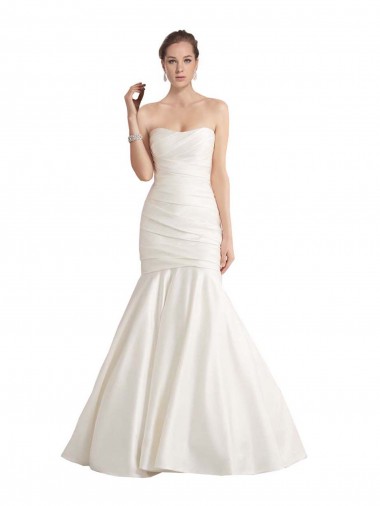 Low Back Satin Strapless Chapel Train Sleeveless Beach Wedding Dress Southampton