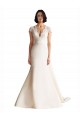 Keyhole Back Satin V-Neck Chapel Train Cap Sleeves Wedding Dress Southampton