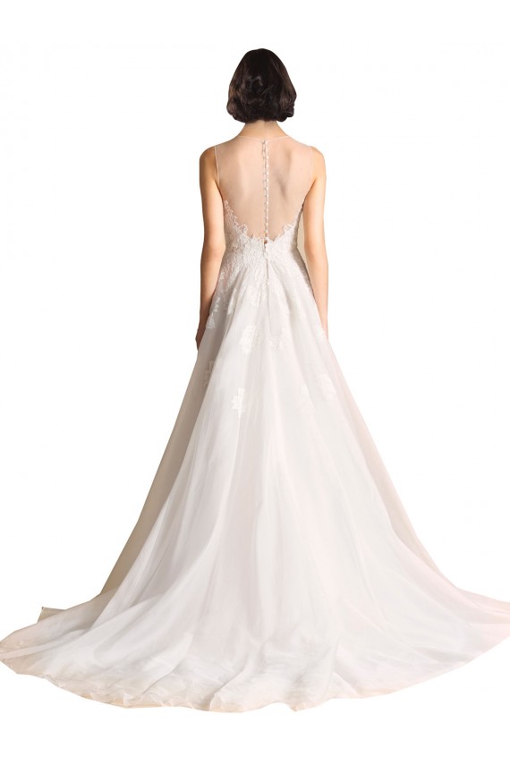 Tulle Illusion Neck Chapel Train Sleeveless Wedding Dress Southampton