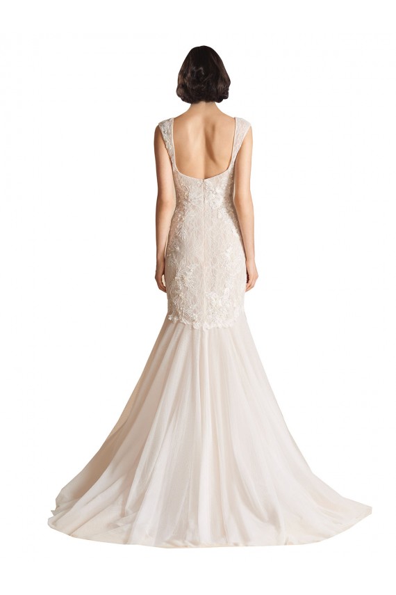 Low Back Tulle V-Neck Sweep Train Sleeveless Wedding Dress Southampton