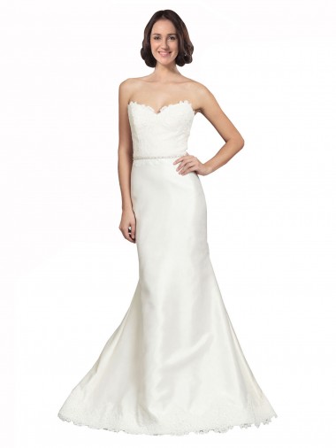 Satin & Lace Sweetheart Chapel Train Sleeveless Bridal Dress Southampton