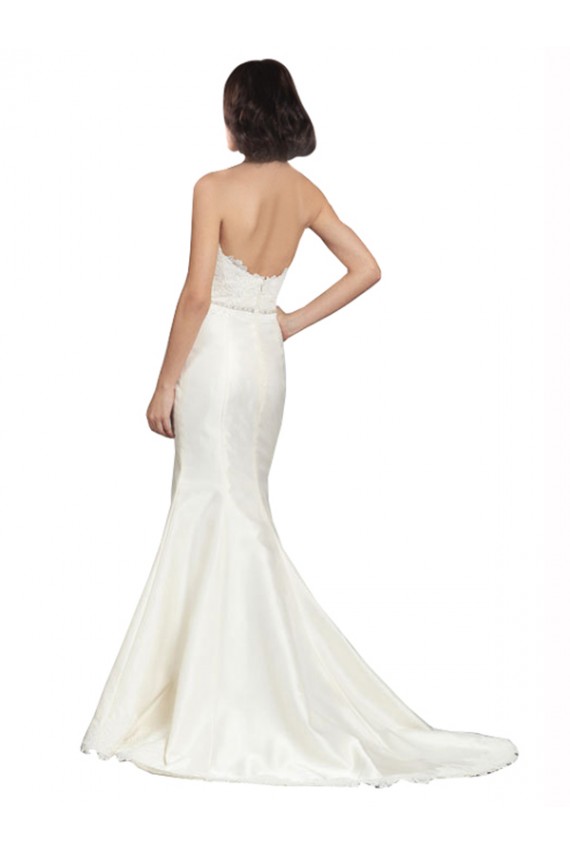 Satin & Lace Sweetheart Chapel Train Sleeveless Bridal Dress Southampton