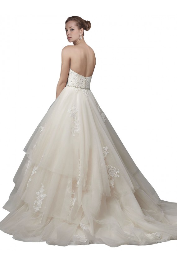 Low Back Tulle & Lace Scoop Neck Chapel Train Sleeveless Wedding Dress Southampton