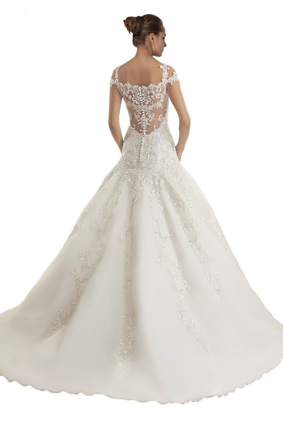 Tulle & Lace Off the Shoulder Sweep Train Sleeveless Wedding Dress Southampton