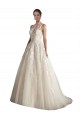 Ivory & Champagne Tulle Illusion Neck Chapel Train Sleeveless Wedding Dress Southampton