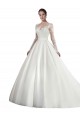 Satin & Lace Illusion Neck Cathedral Train Long Sleeves Wedding Dress Southampton