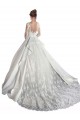 Satin & Lace Illusion Neck Cathedral Train Long Sleeves Wedding Dress Southampton