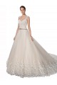 A-Line Ivory & Champagne Sweetheart Chapel Train Sleeveless Wedding Dress Southampton