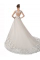 A-Line Ivory & Champagne Sweetheart Chapel Train Sleeveless Wedding Dress Southampton