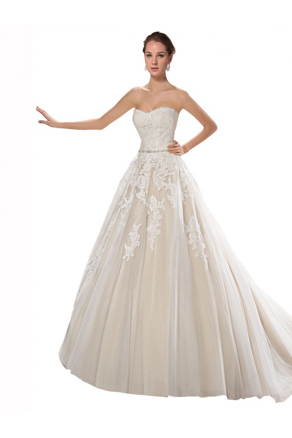 Tulle & Lace Strapless Chapel Train Sleeveless Wedding Dress Southampton