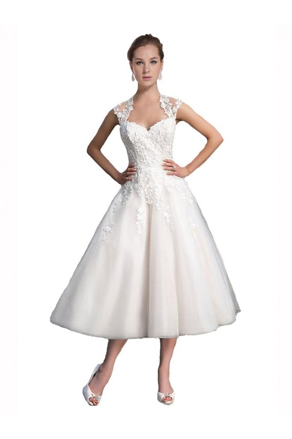 Tulle & Lace Sweetheart Tea Length Sleeveless Beach Wedding Dress Southampton