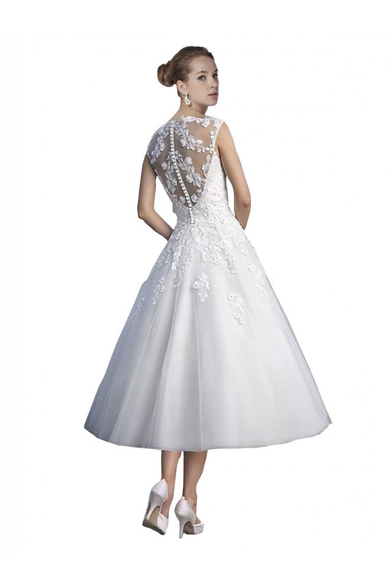 Tulle & Lace Sweetheart Tea Length Sleeveless Beach Wedding Dress Southampton