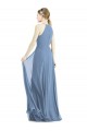 Dusty Blue Soft Chiffon Halter Neck Long Sleeveless Semi Formal Evening Dress / Bridesmaid Dress Southampton