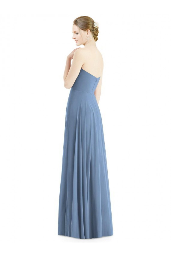 Dusty Blue Soft Chiffon Sweetheart Long Sleeveless Evening Dress / Bridesmaid Dress Southampton