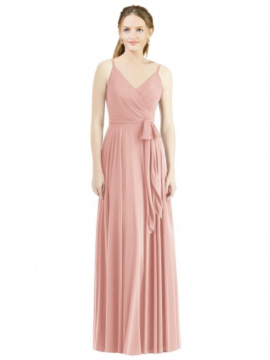 Bliss Pink Soft Chiffon Spaghetti Straps Long Sleeveless Formal Dress / Bridesmaid Dress Southampton