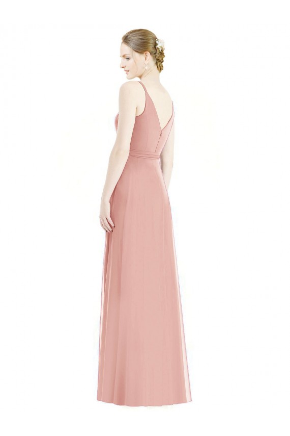 Bliss Pink Soft Chiffon Spaghetti Straps Long Sleeveless Formal Dress / Bridesmaid Dress Southampton