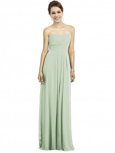 Sage Soft Chiffon Sweetheart Long Sleeveless Bridesmaid Dress Southampton