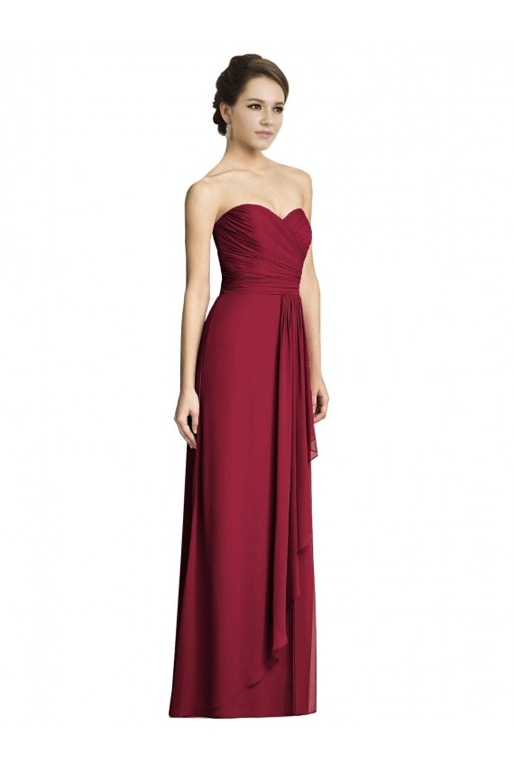 Burgundy Soft Chiffon Sweetheart Long Sleeveless Formal Dress / Bridesmaid Dress Southampton