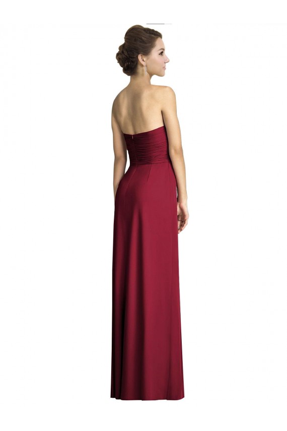 Burgundy Soft Chiffon Sweetheart Long Sleeveless Formal Dress / Bridesmaid Dress Southampton