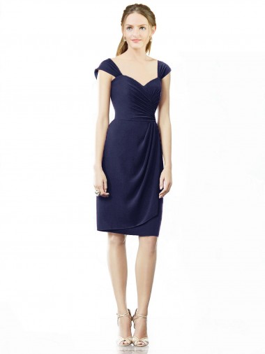 Soft Chiffon Sweetheart Knee Length Cap Sleeves Bridesmaid Dress Southampton