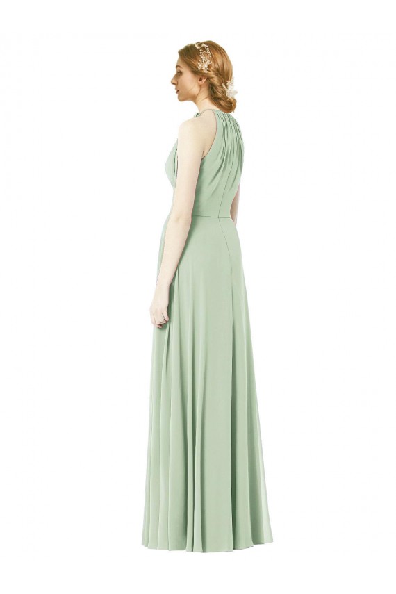 Emerald Green Soft Chiffon Halter Neck Long Sleeveless Bridesmaid Dress Southampton