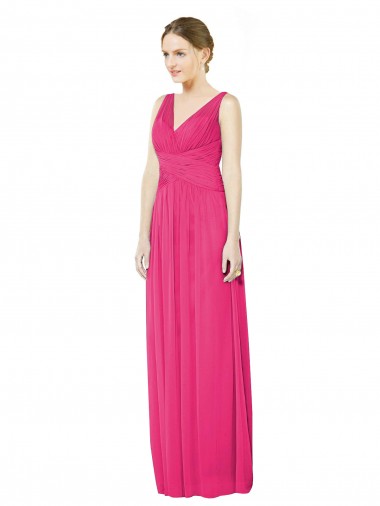 V-Back Azalea Soft Chiffon V-Neck Long Sleeveless Bridesmaid Dress Southampton