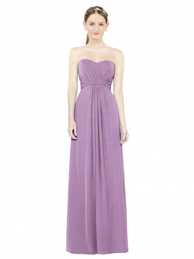 Dark Lavender Soft Chiffon Sweetheart Long Sleeveless Bridesmaid Dress Southampton