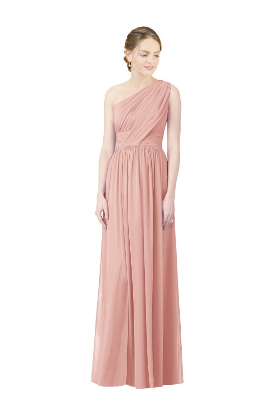 Bliss Pink Soft Chiffon One Shoulder Long Sleeveless Bridesmaid Dress Southampton